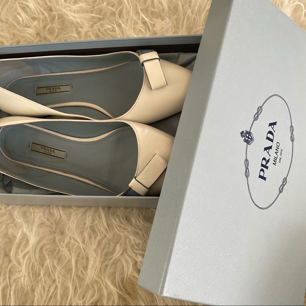 Prada pointed flats 38.5 8.5 white